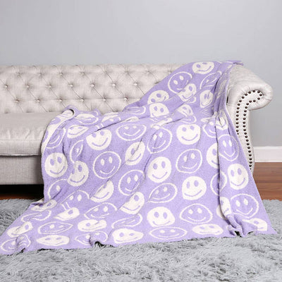 Tween Decor | Happy Face Patterned Throw Blanket - assorted | Fashion City