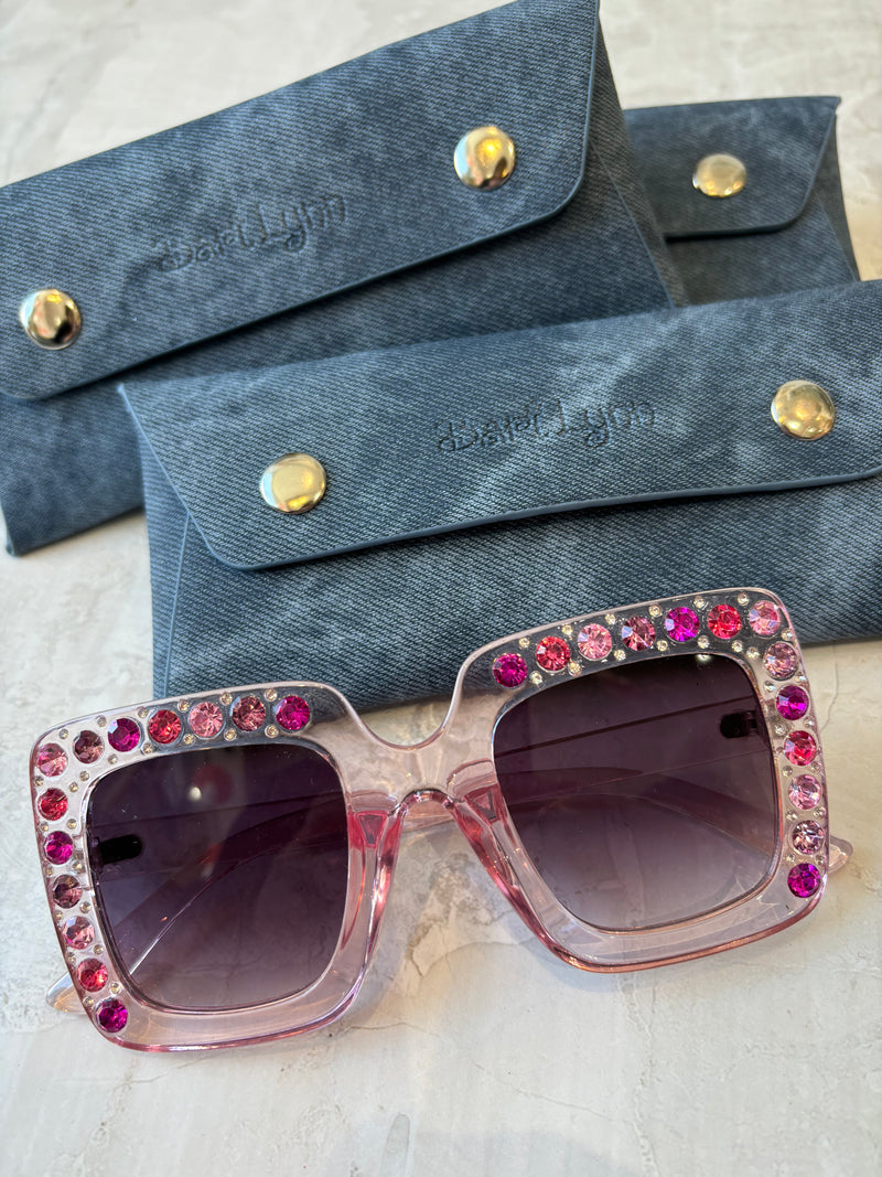Girls Sunglasses | Crystallized Square - Pink | Bari Lynn Accessories
