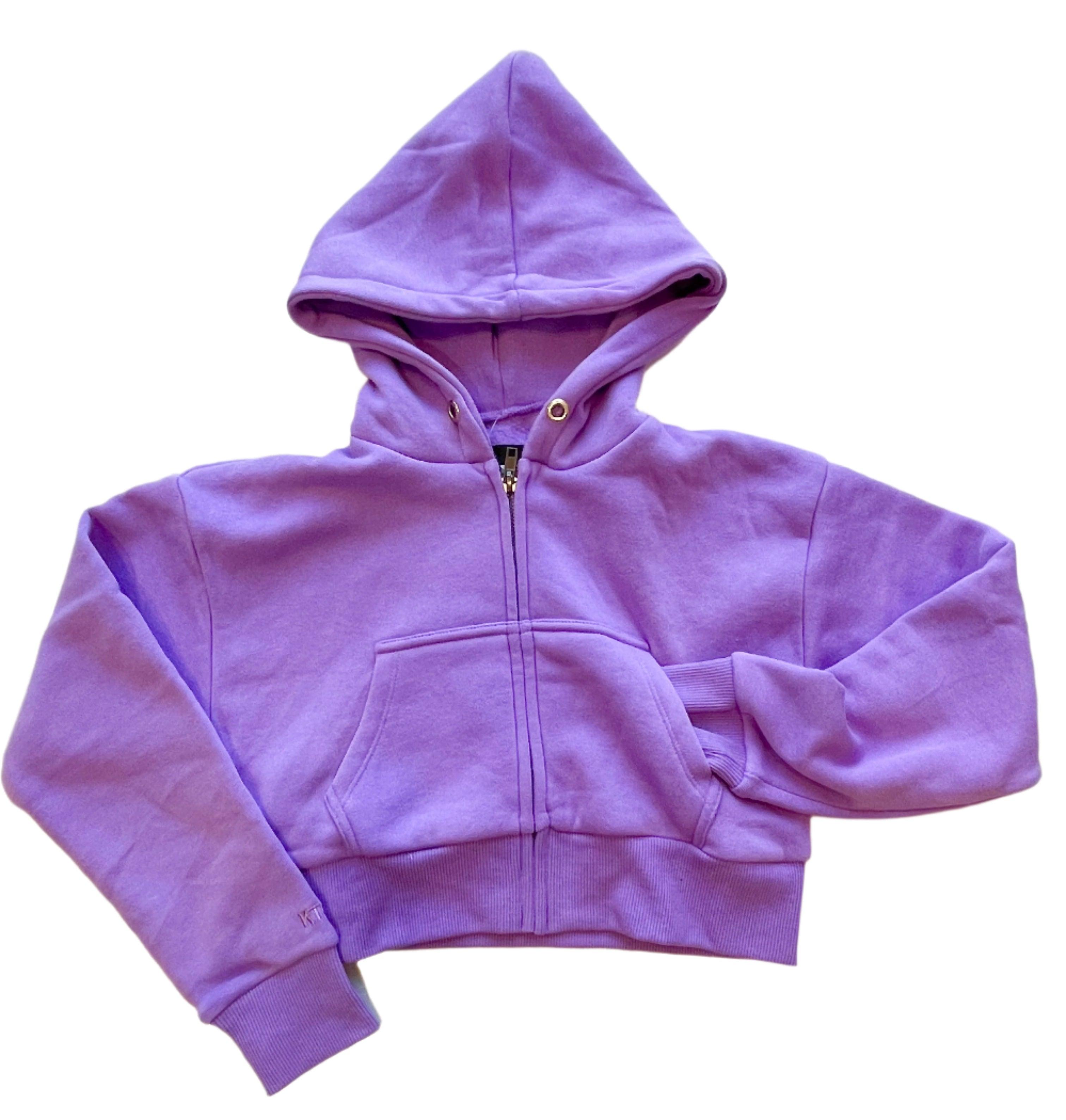 Katie J NYC  Tween Dylan Cropped Zip Hoodie - Dip Dye Tart Raspberry/Limoncello main image 0
