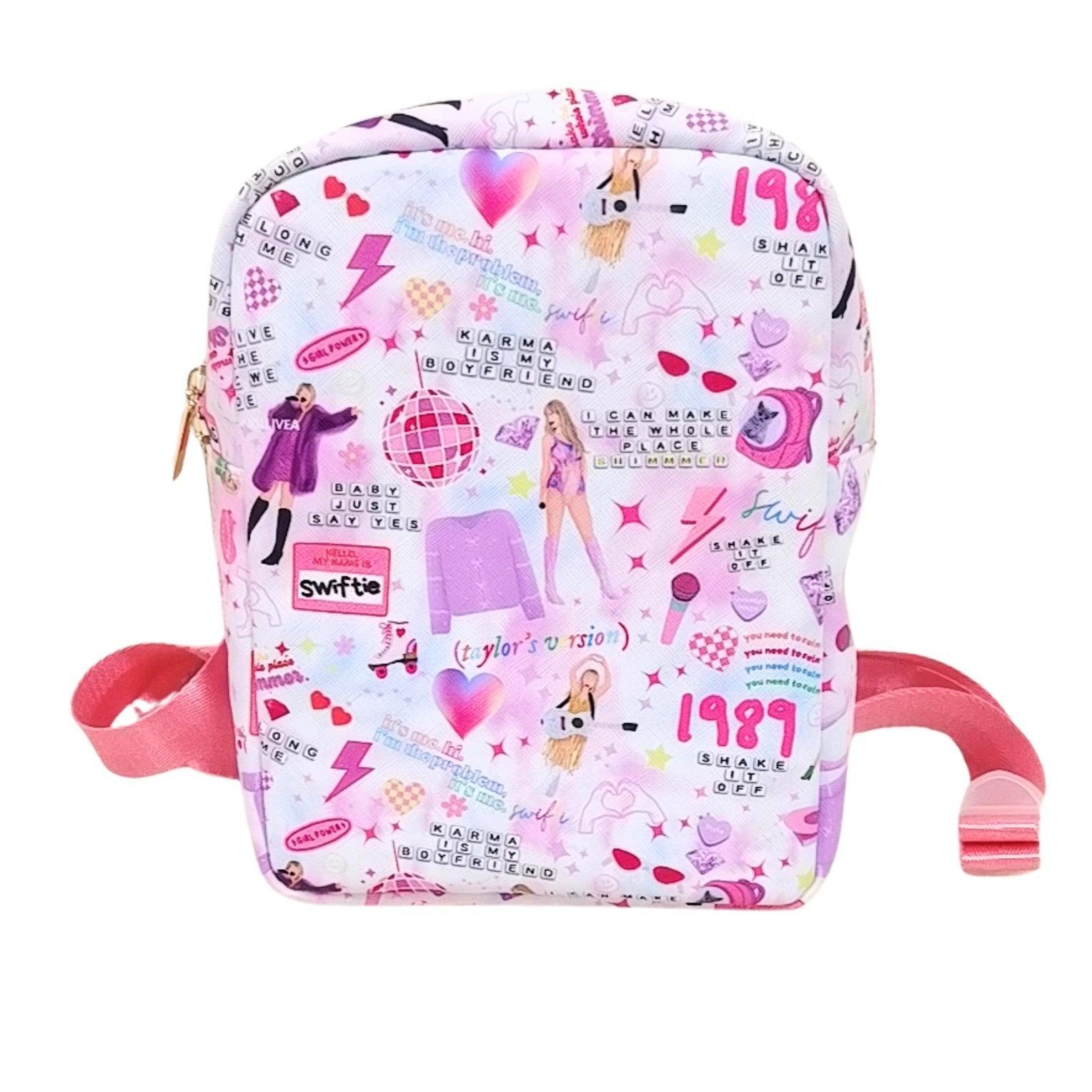 TAYLOR SWIFT Themed Black Plaid Large  Lightweight Backpack W/Pink Pom Keychain Where to find Taylor Swift themed backpacks and lunchboxes  main image 3