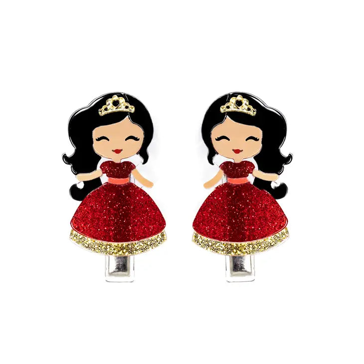 Alligator Hair Clips | Cute Doll - Red Dress | Lilies and Roses NY