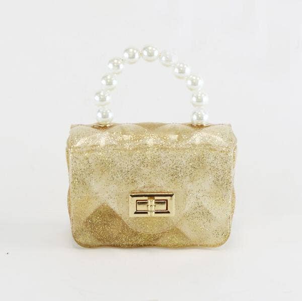 Handbag |  Quilted Mini Jelly Purse- Gold Glitter | Doe a Dear