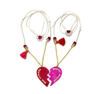 Necklace | Valentines -Heart Split Glitter Necklace set/2 | Lilies and Roses NY - The Ridge Kids
