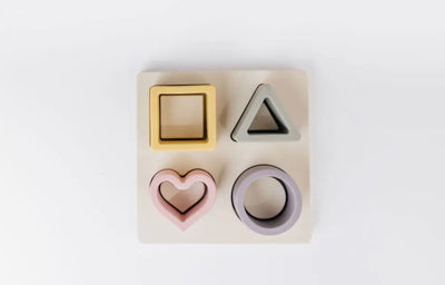 Baby Toys Silicone Shape Puzzle | Mauve | Three Hearts Modern Teething Accessories