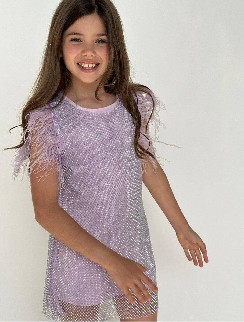 Tween Dresses | Lavender Crystal Feather Dress| Lola and the Boys