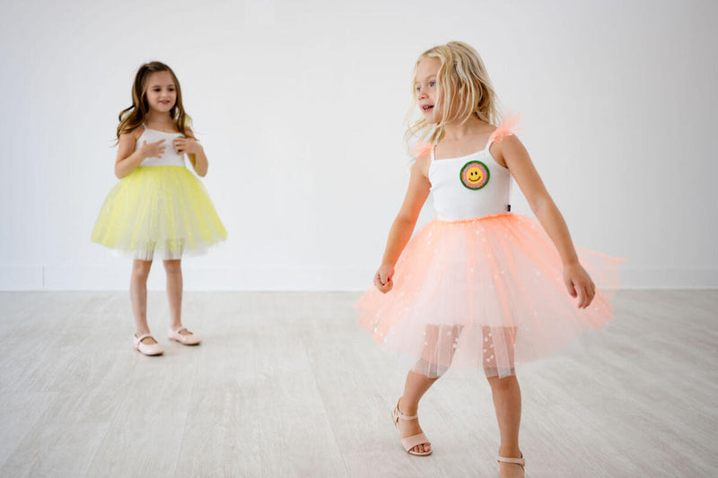 Girls Dress | Smile Frill Tutu- Neon Orange | Petite Hailey