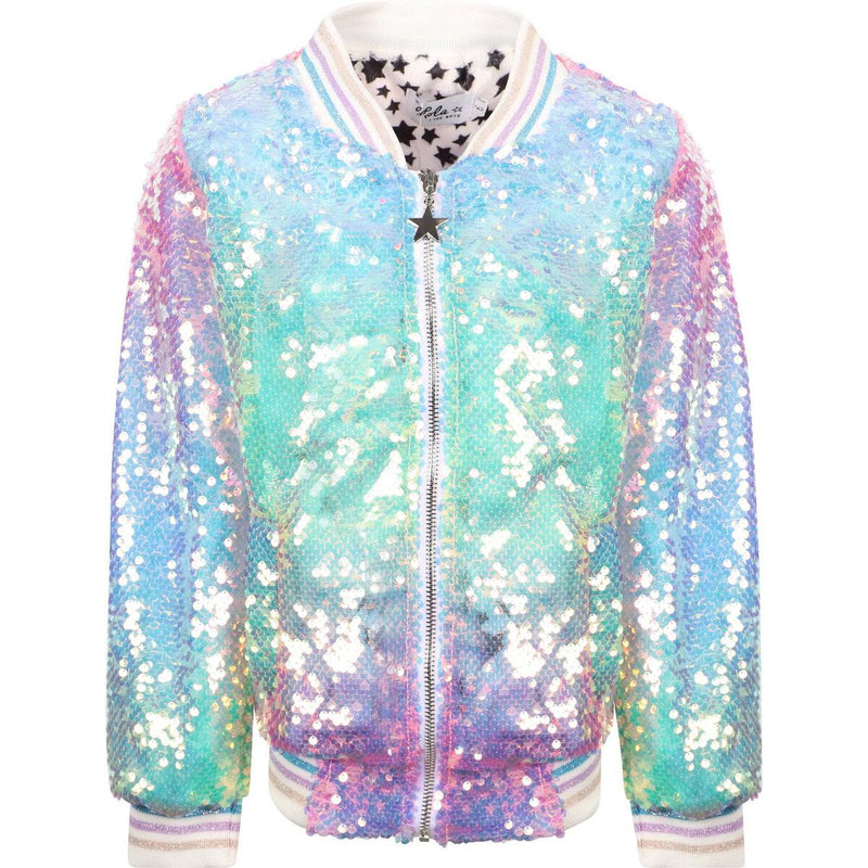 Girls Jackets | Swiftie Bomber Jacket- Icy Ombre Sequin | Lola and the Boys