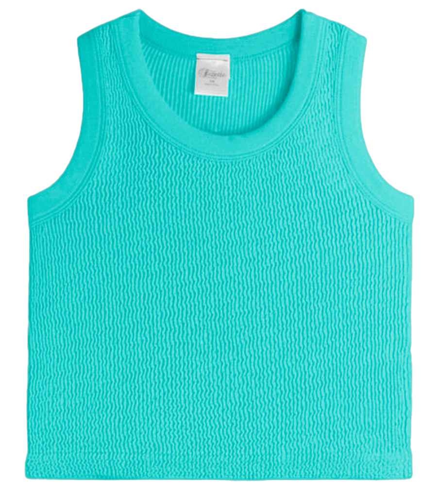 Turquoise tank top on a white background