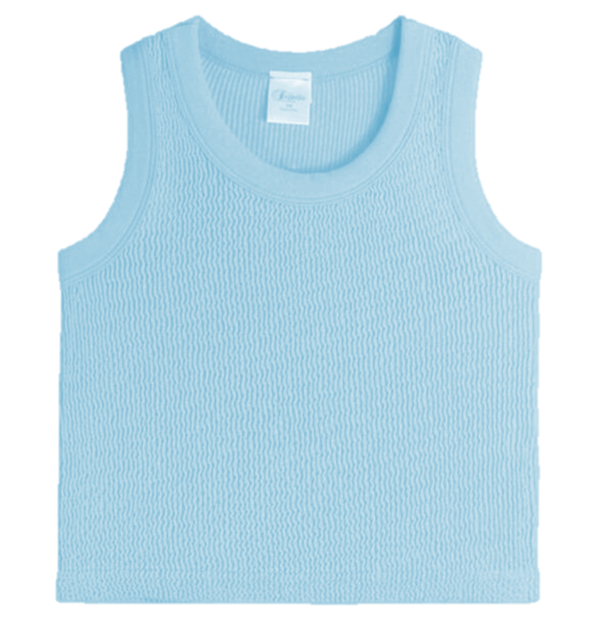 Tween Tops | Smocked Tank  - Baby Blue | Suzette Collection