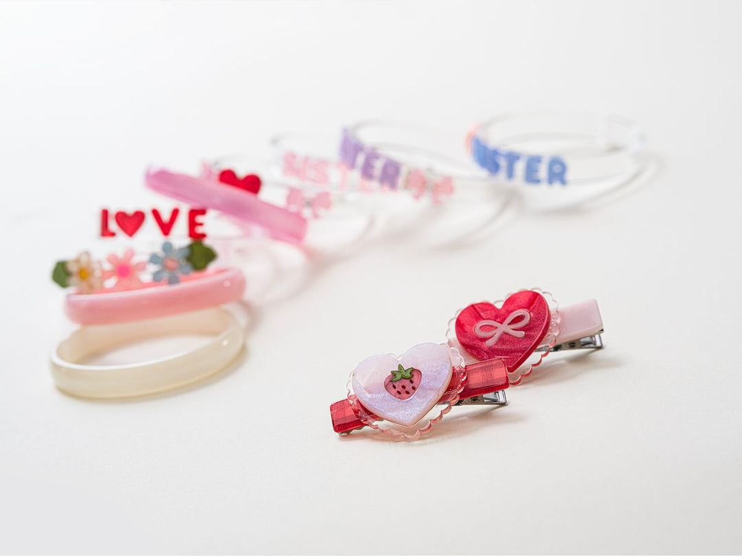 set of valentines clips and bracelets. 