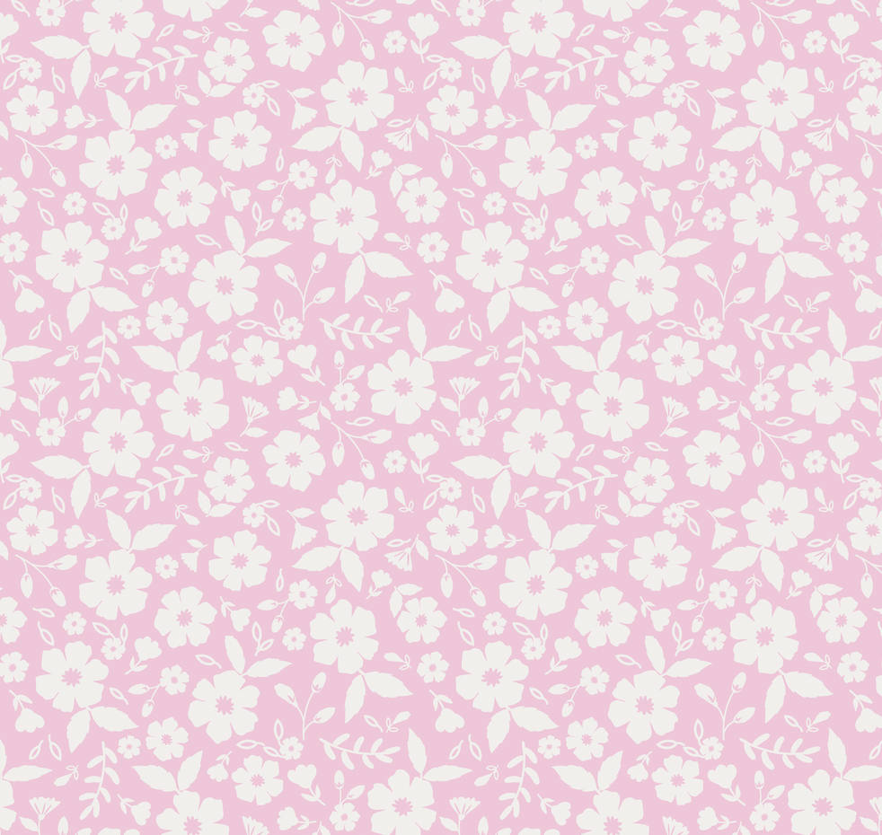 White floral pattern on a pink background