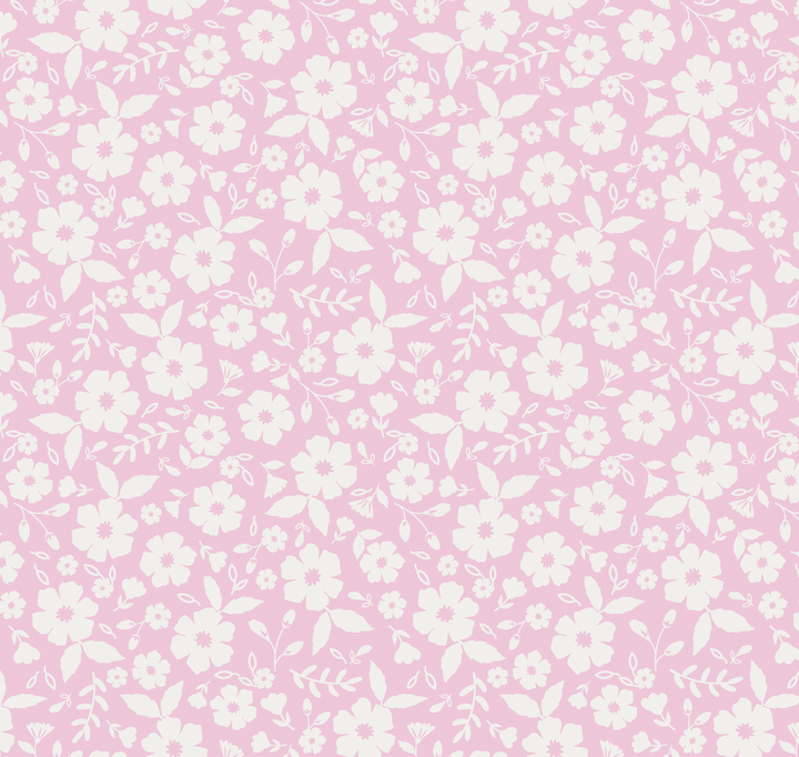 White floral pattern on a pink background