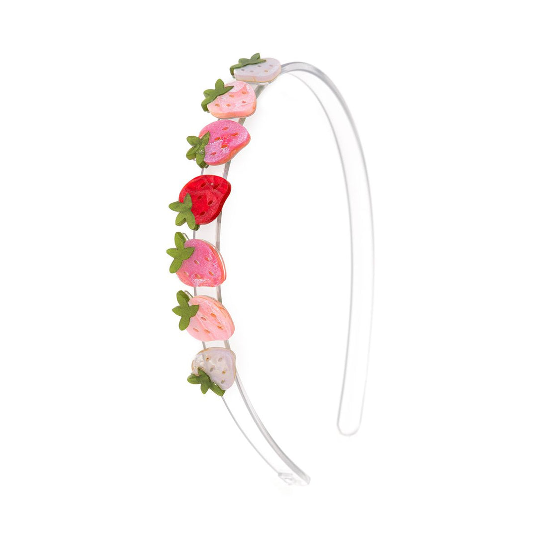 pink, white and red strawberries on a headband 