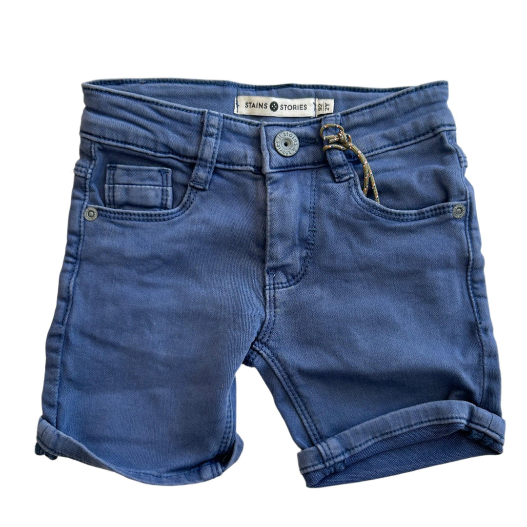 boys shorts with roll up detail at the hem. blue denim. 