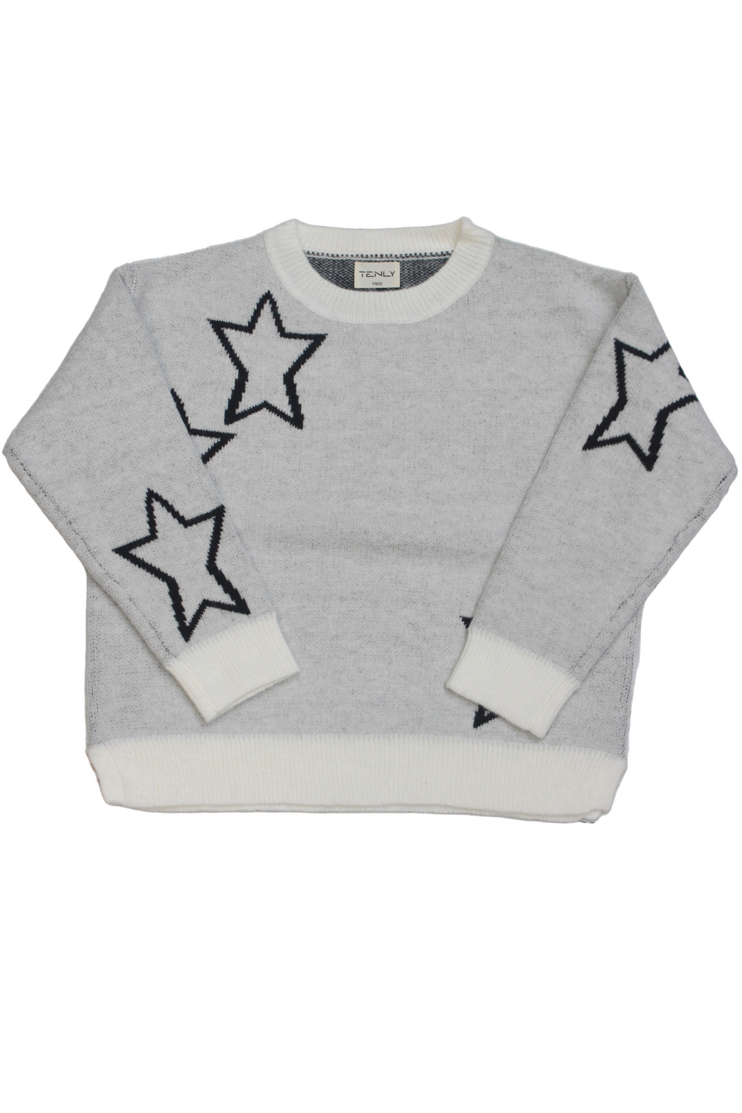 Gray sweater with star patterns on a white background