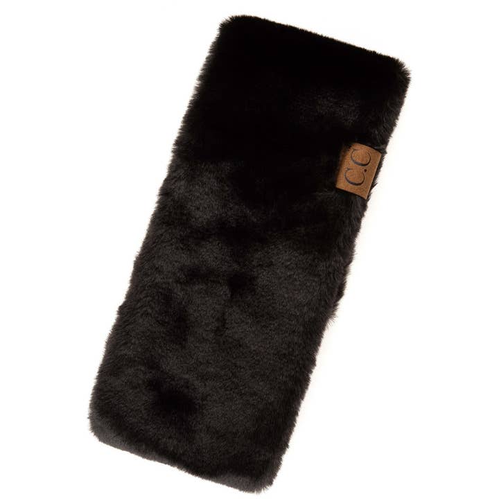 faux fur headband in the color black