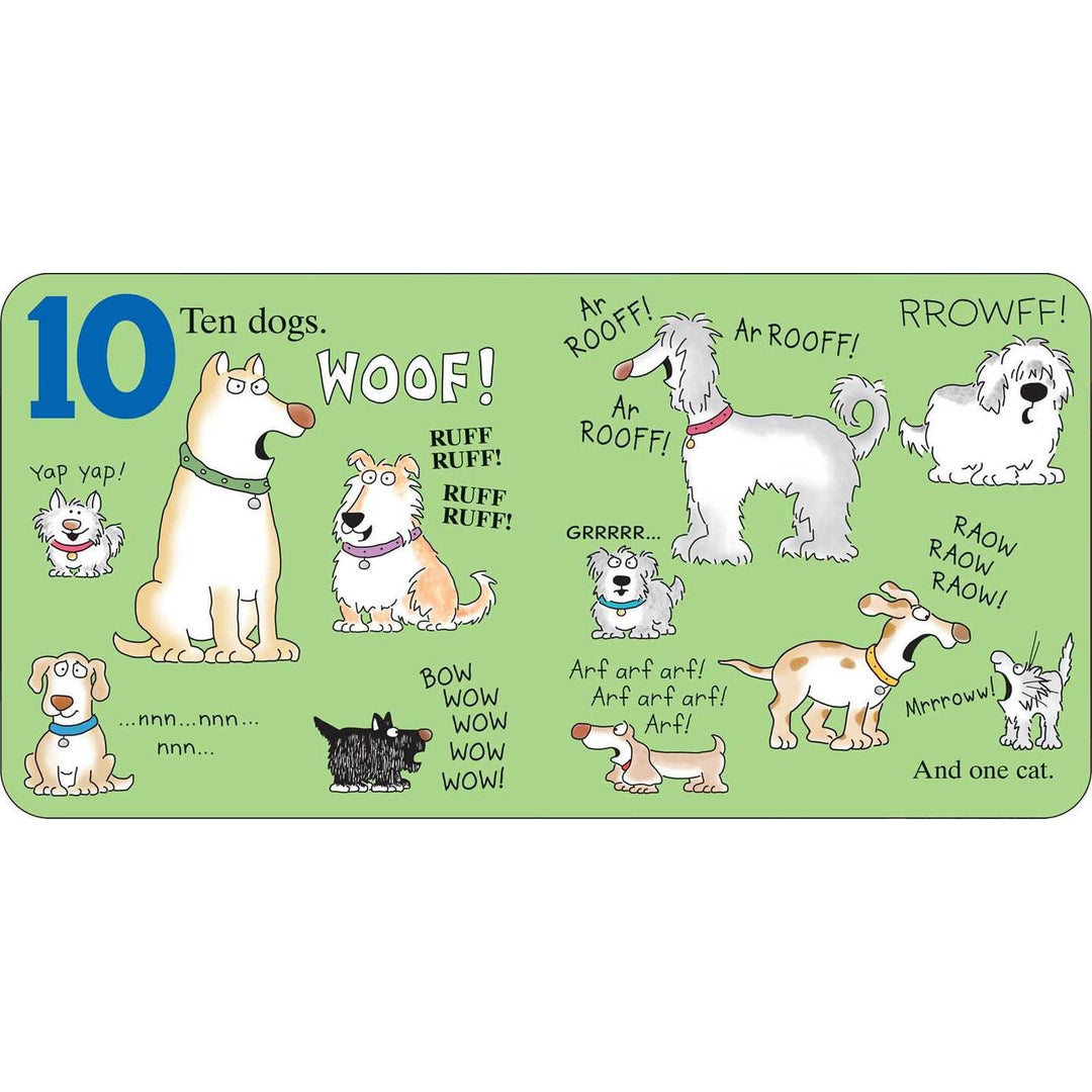 an example inside page of 10 dogs and barking sounds. 