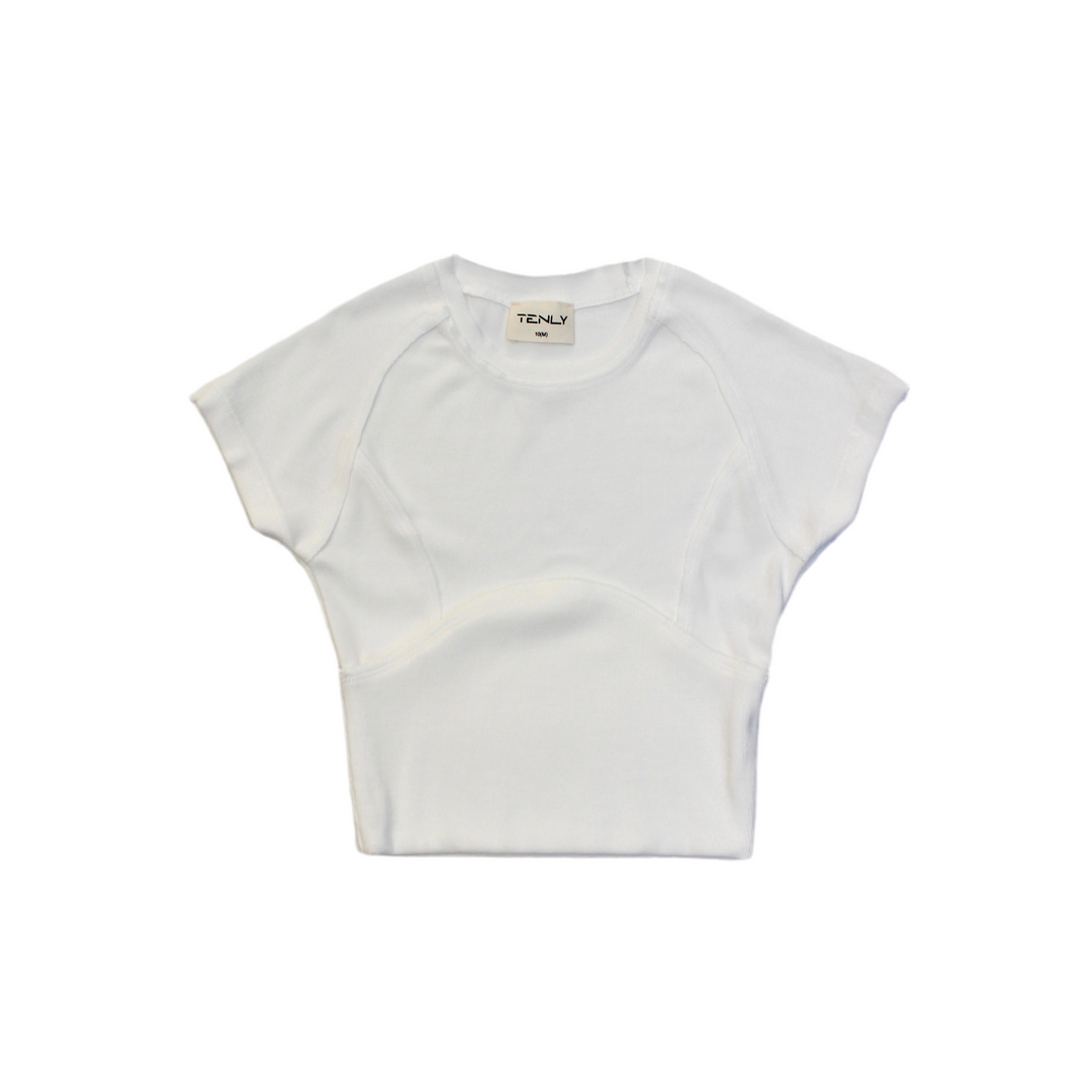 Tween Tops | Cap Sleeve Baseball Tee - Ecru | Tenly