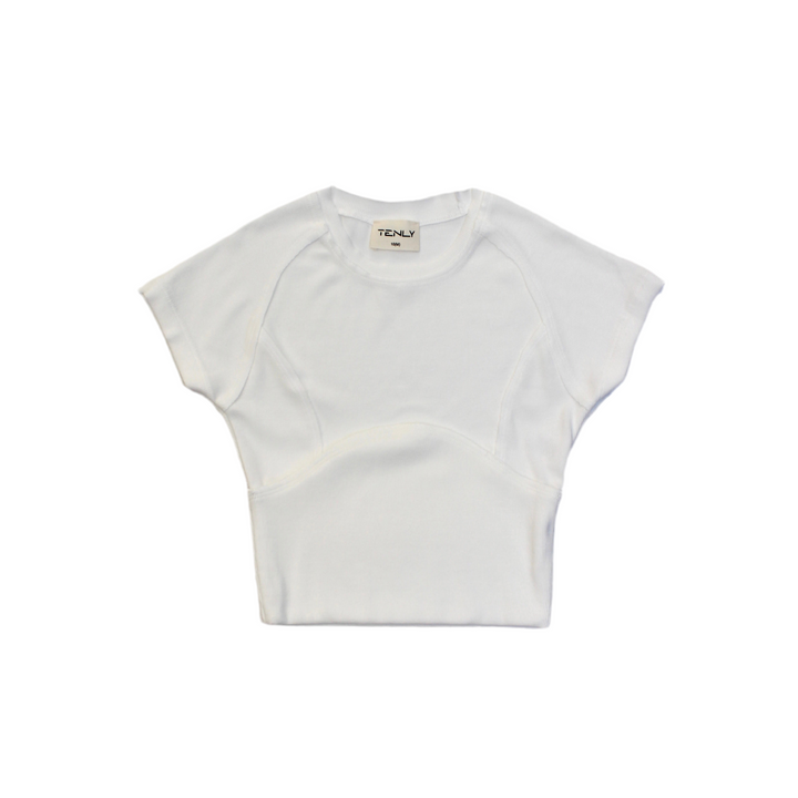Tween Tops | Cap Sleeve Baseball Tee - Ecru | Tenly