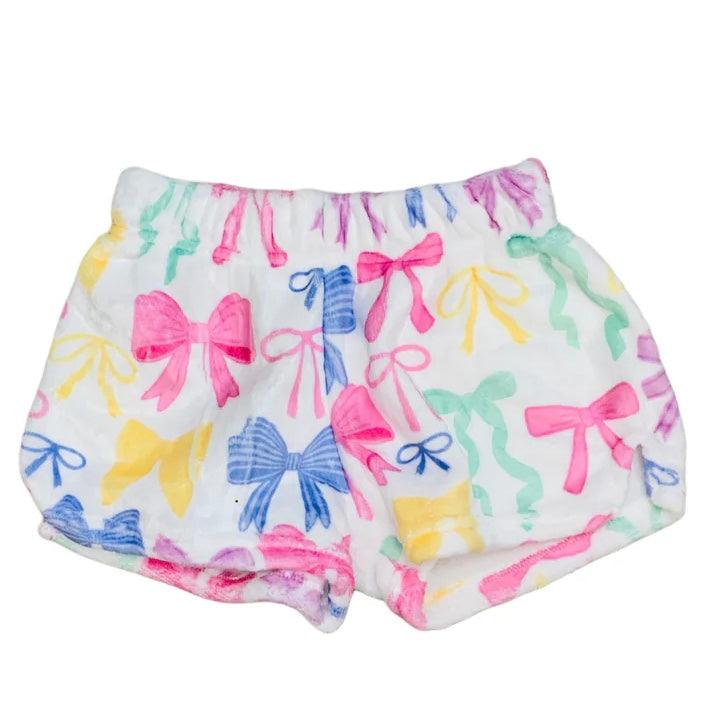 Girls Bottoms | Plush Shorts- Pretty Bows | IScream