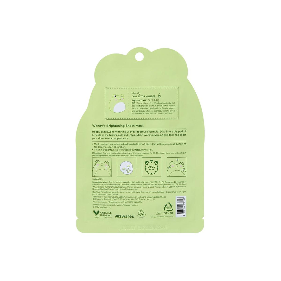 back of frog face mask with a list of ingredients and directions. 