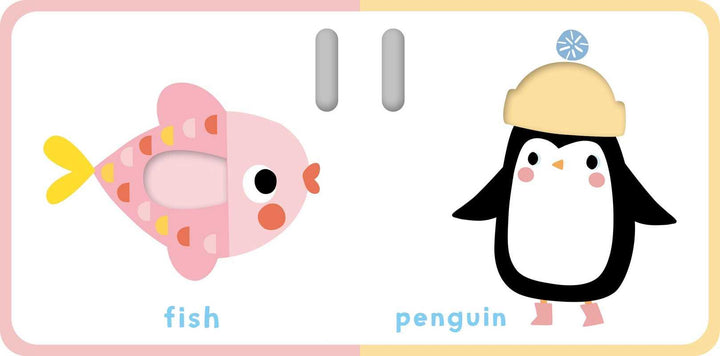 inside pages with a penguin and fish on them. both with touch and feel options. 