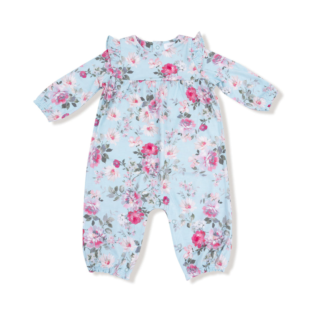 Floral baby romper on a white background