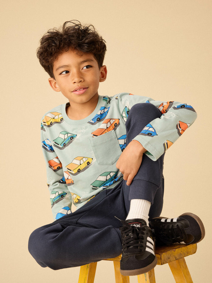 Boys Tops | Long Sleeve Printed Pocket- Vintage Cars | Tea Collection