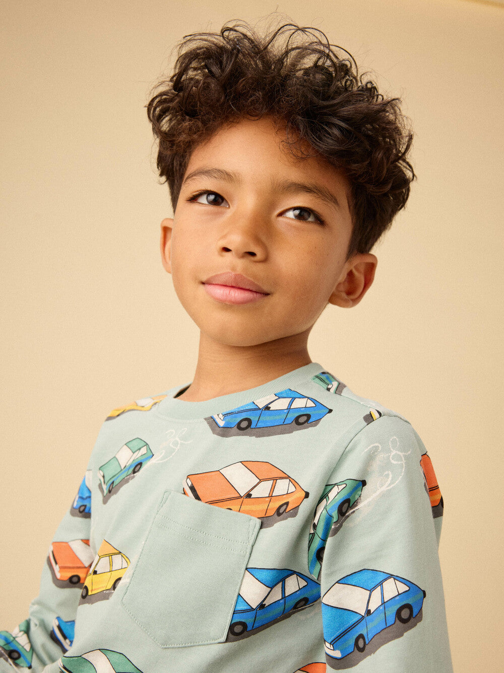 Boys Tops | Long Sleeve Printed Pocket- Vintage Cars | Tea Collection