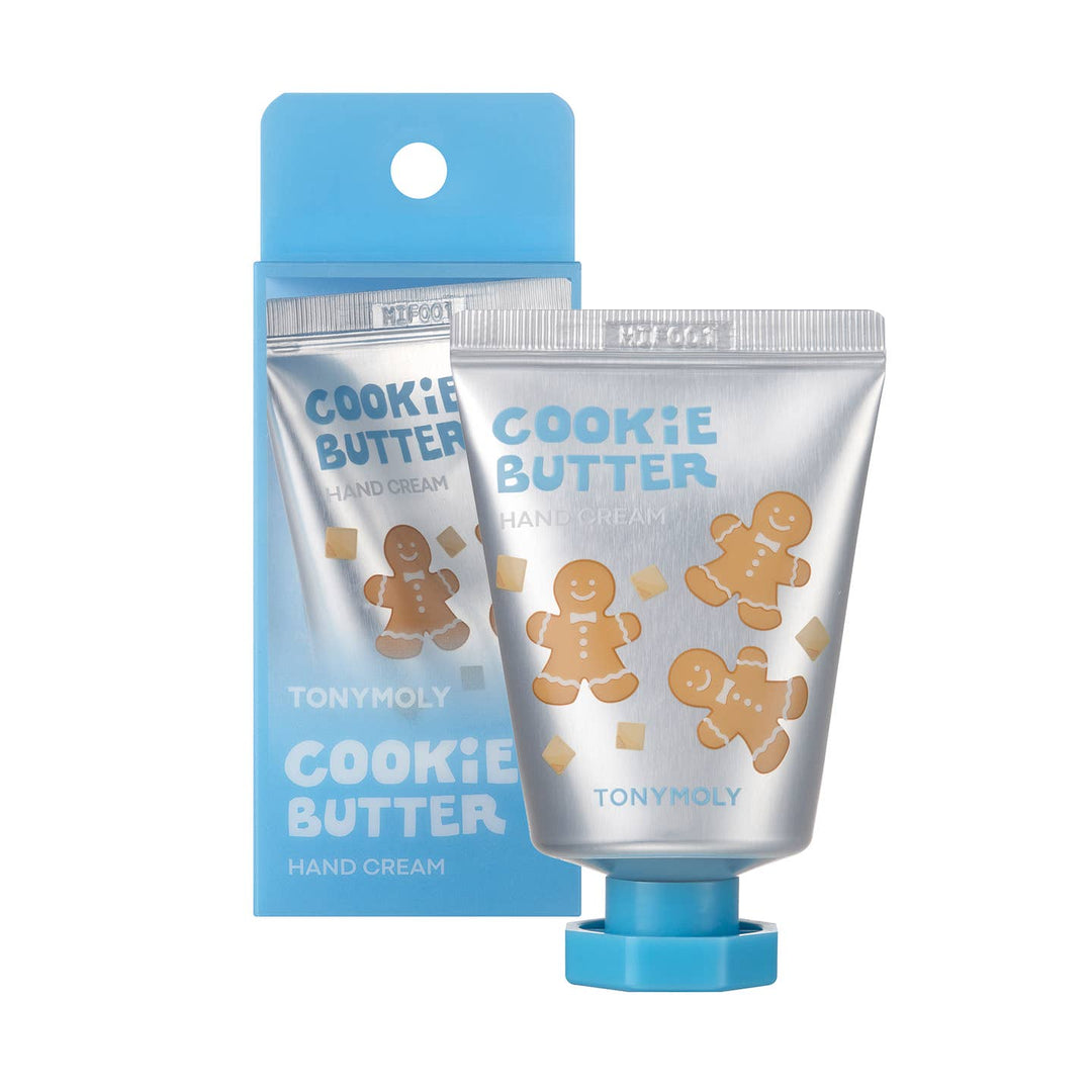 TONYMOLY Cookie Butter hand cream with blue packaging on a white background