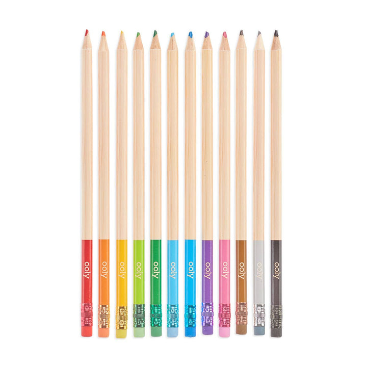 the colored pencils appear to be a natural color on the outside with a colorful tip. all the colors of the rainbow.  