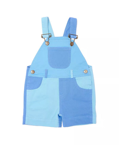 Baby Overalls | Tonal Colorblock Shorts- Blue | Dotty Dungarees