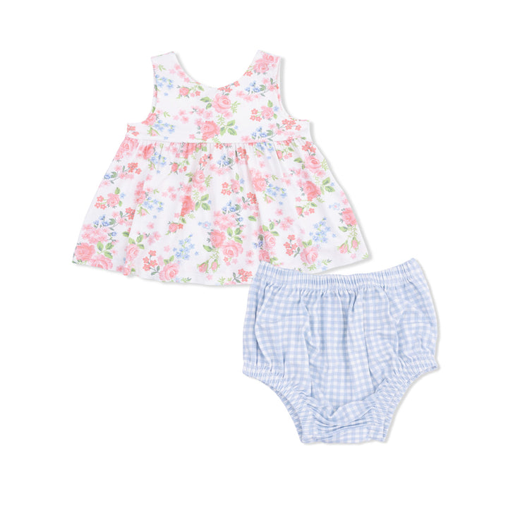Baby Girl Dresses | Dress with Bow and Bloomers- Cute Little Roses | Angel Dear