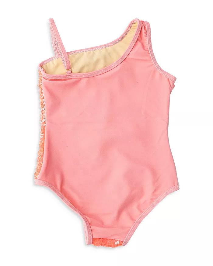 back of bathing suit, nylon only, not sequins. 