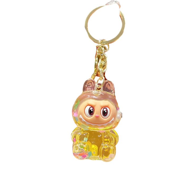 keychain with a labubu cartoon character in yellow