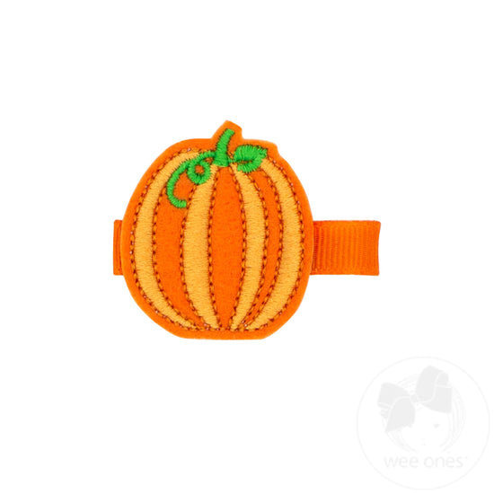 Alligator Clip | Embroidered Harvest Pumpkin | Wee Ones