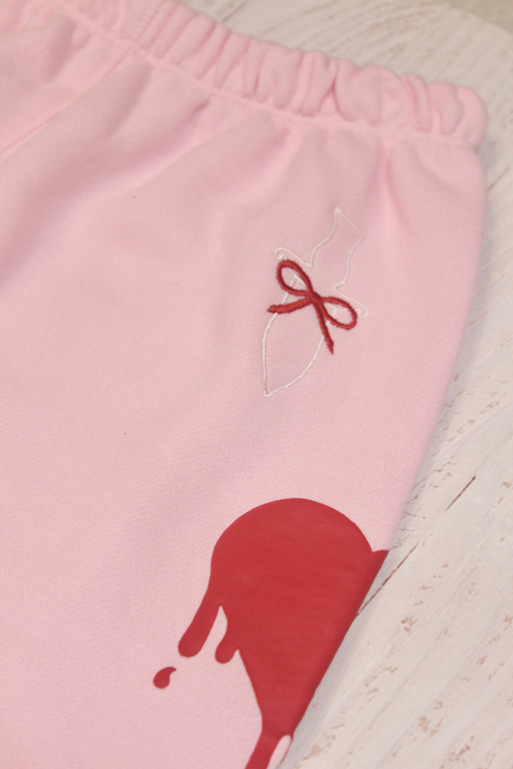 Tween Bottoms | Shane Sweatpants - Valentines True Pink/Red | Katie J NYC