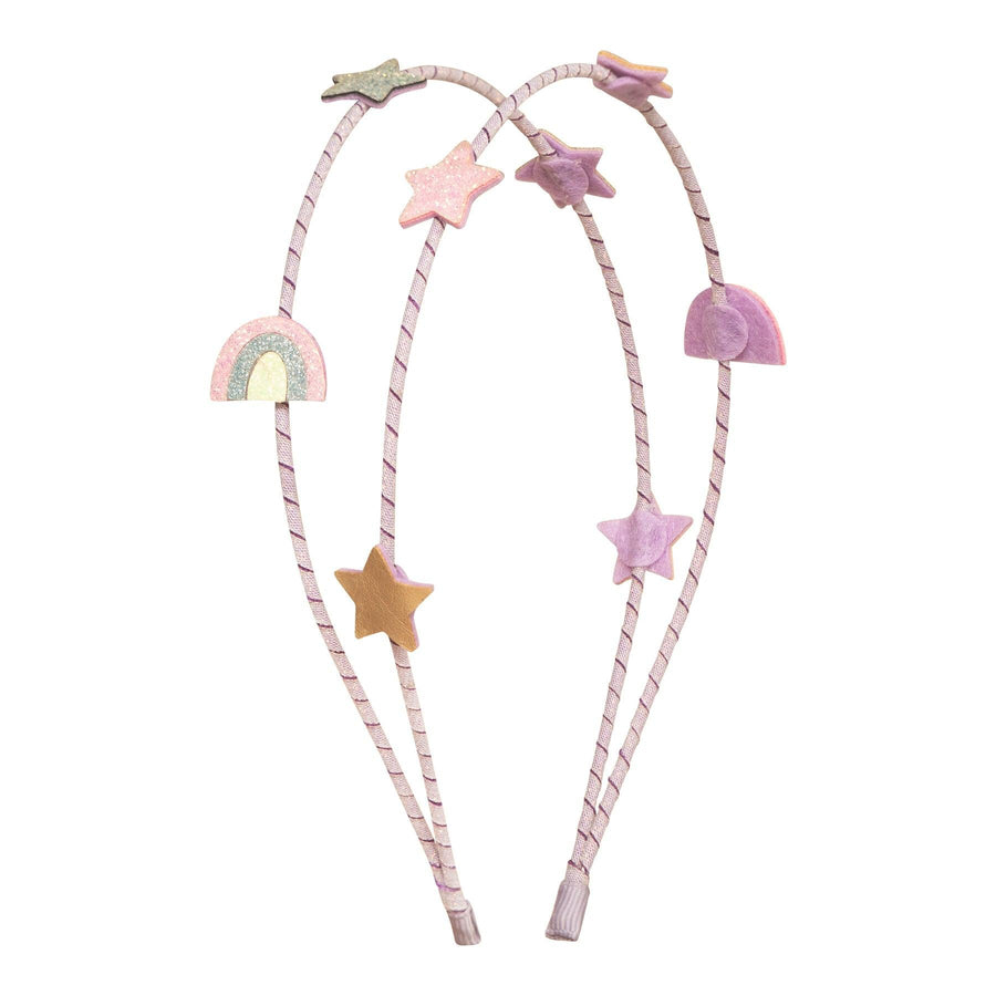 double thin headband with different charms: rainbows and stars