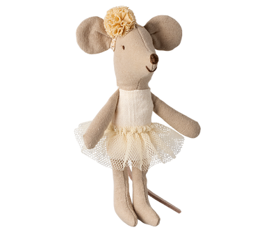 ballerina mouse dressed in an off-white tutu and headband. 