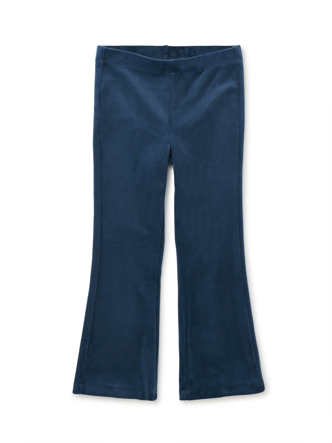 Navy blue velour pants on a white background