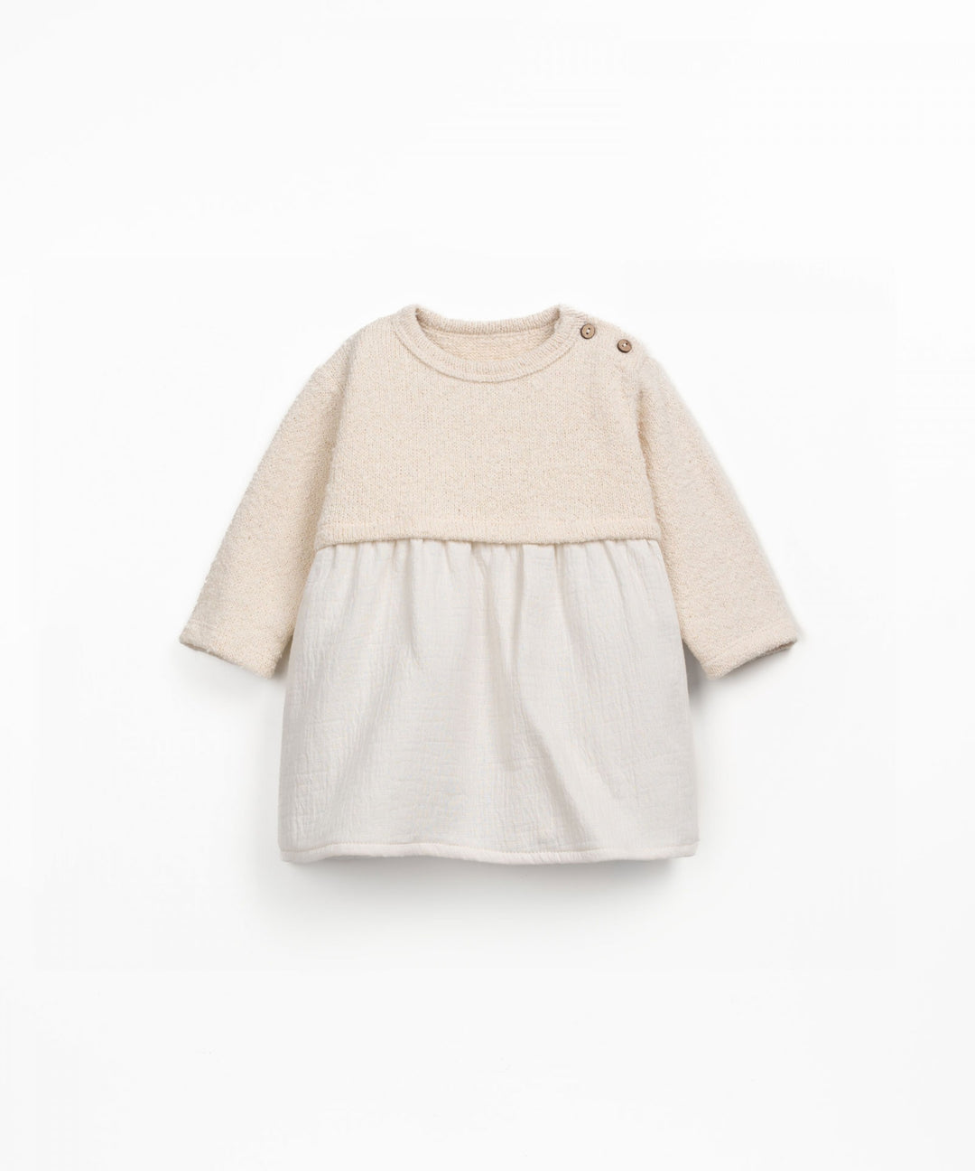 Two-tone dress with beige dress with top and white skirt on a white background