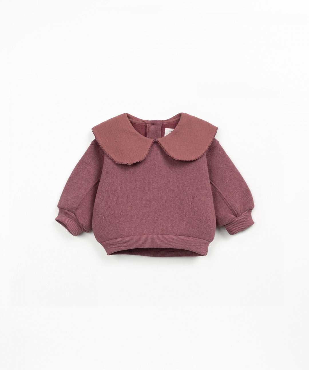 Burgundy sweater with a collar on a white background
