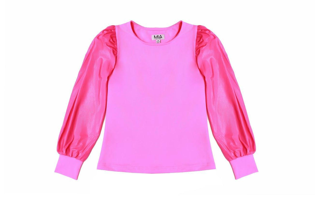 Tween Tops | Long Sleeve - Metallic Pink | Mia New York