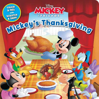 Board Book with Mickey and friends celebrating Thanksgiving