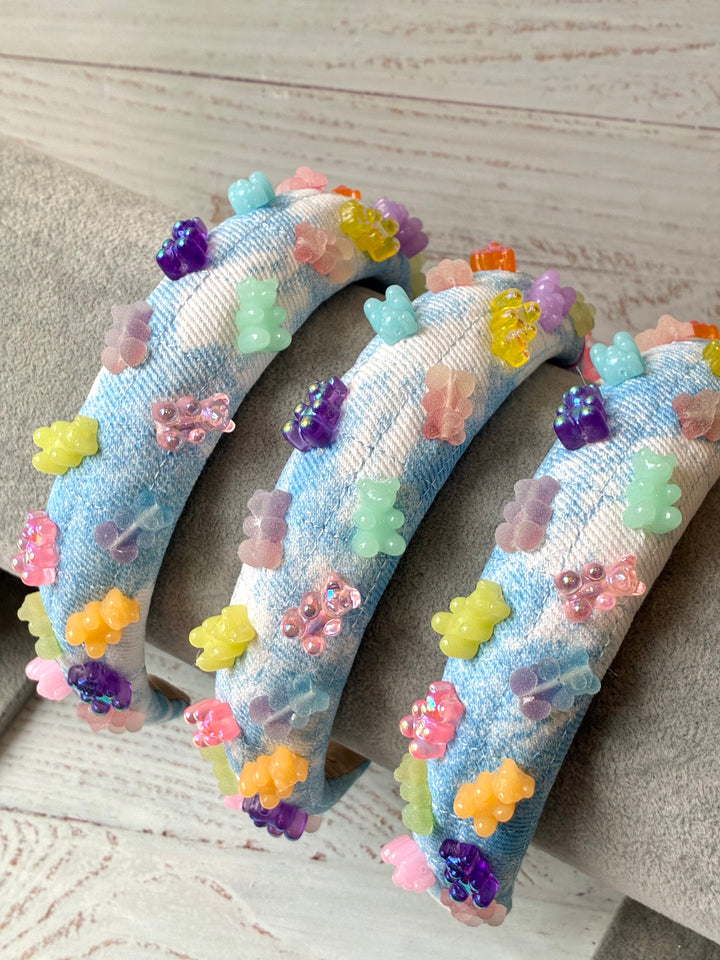 Headband | Denim Headband with Gummy Bear Charms | Bari Lynn Accessories
