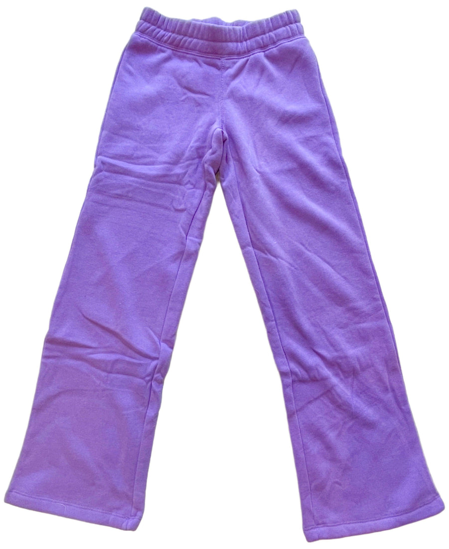 wide leg violet sweatpants with elastic waist. 