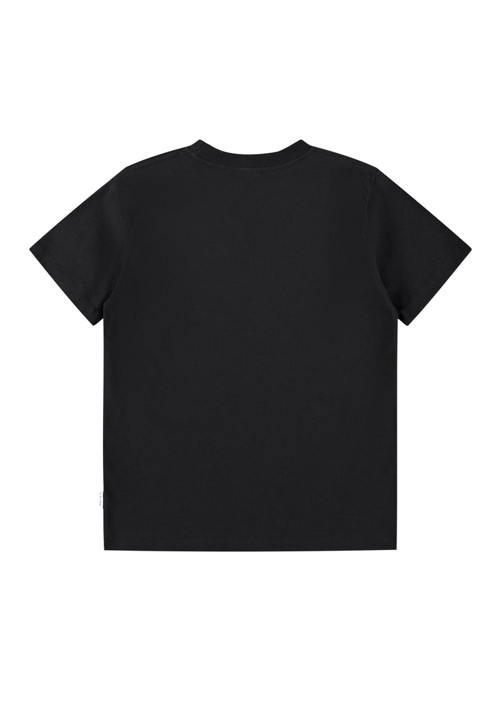 back of a Black t-shirt on a white background