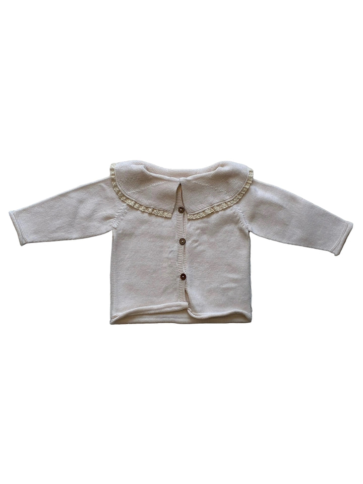 Baby Girl Sweater | Knit Collared Top- Cream | Li and Me
