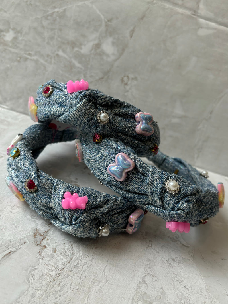 Headbands | Denim Knot with Unicorn Charm | Bari Lynn Accessories