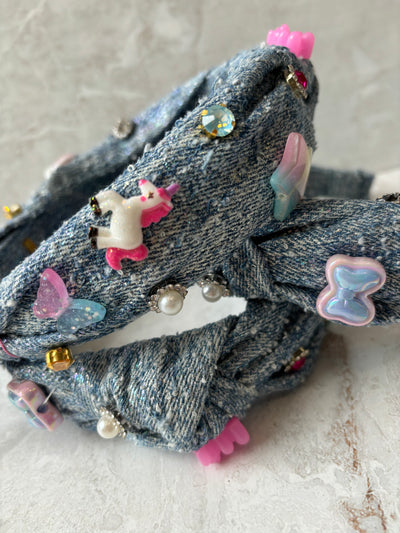 Headbands | Denim Knot with Unicorn Charm | Bari Lynn Accessories